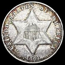 1862 Silver Three-Cent Piece CLOSELY UNCIRCULATED