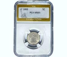 1883 Shield Nickel PGA MS65