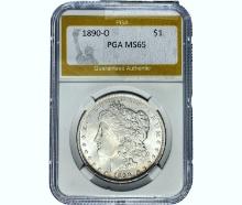 1890-O Morgan Silver Dollar PGA MS65