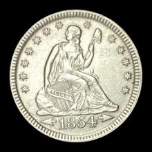 1854 Arrows Seated Liberty Silver Quarter UNCIRCULATED