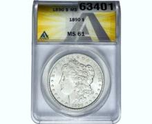1890 Morgan Silver Dollar ANACS MS61