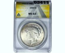 1923 Morgan Silver Dollar ANACS MS63