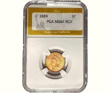 1889 Indian Head Cent PGA MS64 RED