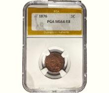 1876 Indian Head Cent PGA MS64 RB