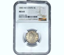 1883 Liberty Victory Nickel NGC MS64 NO CENTS