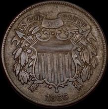 1866 Two-Cent Piece NEARLY UNCIRCULATED