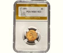 1881 Indian Head Cent PGA MS64 RED