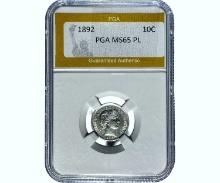1892 Barber Dime PGA MS65 PL