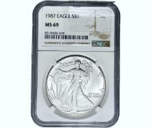 1987 $1 Silver Eagle NGC MS69