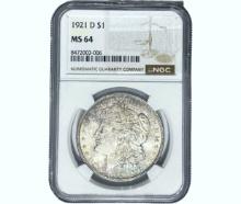 1921-D Morgan Silver Dollar NGC MS64