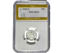 1915-S Barber Dime PGA MS64