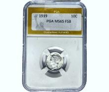 1919 Mercury Silver Dime PGA MS65 FSB