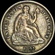 1861 Seated Liberty Half Dime CLOSELY UNCIRCULATED