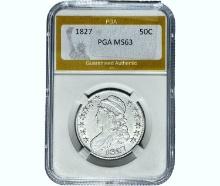 1827 Capped Bust Half Dollar PGA MS63