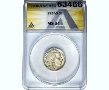 1935-S Buffalo Nickel ANACS MS64
