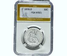 1858-O Seated Liberty Half Dollar PGA MS61