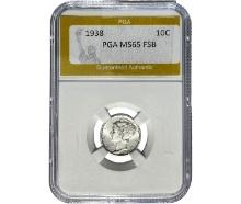 1938 Mercury Silver Dime PGA MS65 FSB