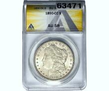 1890-CC Morgan Silver Dollar ANACS AU58