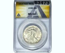 1935 Walking Liberty Half Dollar ANACS MS64