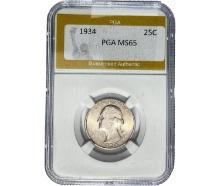 1934 Washington Silver Quarter PGA MS65