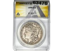 1896-S Morgan Silver Dollar ANACS F12
