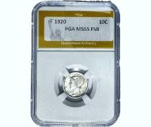 1920 Mercury Silver Dime PGA MS65 FSB