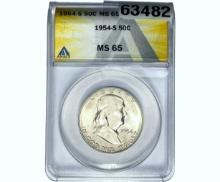 1954-S Franklin Half Dollar ANACS MS65