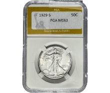 1929-S Walking Liberty Half Dollar PGA MS63