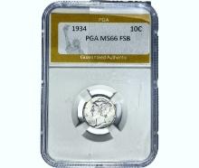 1934 Mercury Silver Dime PGA MS66 FSB