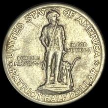 1925 Silver Lexington-Concord Half Dollar NEARLY UNCIRCULATED