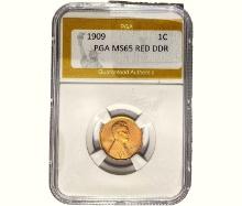 1909  Wheat Cent PGA MS65 RED DDR