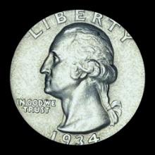 1934 Silver Washington Quarter CHOICE BU