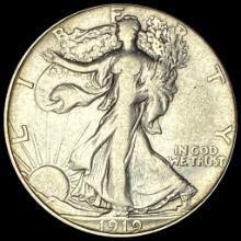 1919-D Silver Walking Liberty Half Dollar NEARLY UNCIRCULATED