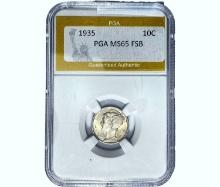 1935 Mercury Silver Dime PGA MS65 FSB