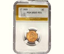 1909 Indian Head Cent PGA MS65 RED
