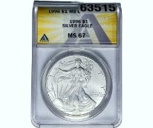 1996 $1 Silver Eagle ANACS MS67