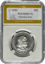 1893 Columbian Expo Half Dollar PGA MS65 PL