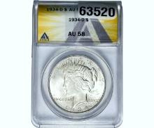 1934-D Silver Peace Dollar ANACS AU58