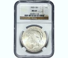 1923 Silver Peace Dollar NGC MS64
