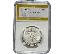 1934-D Walking Liberty Half Dollar PGA MS64