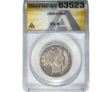 1903-S Barber Half Dollar ANACS VG8