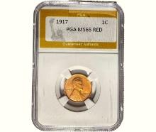 1917 Wheat Cent PGA MS66 RED