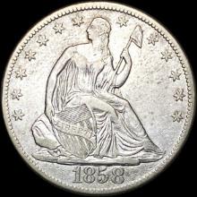 1858-O Silver Half Dollar CLOSELY UNCIRCULATED