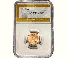 1910 Wheat Cent PGA MS65 RED