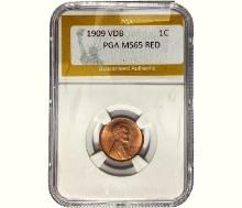 1909 Wheat Cent PGA MS65 RED VDB