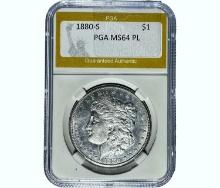 1880-S Morgan Silver Dollar PGA MS64 PL