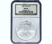 1996 $1 Silver Eagle NGC MS69
