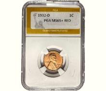 1932-D Wheat Cent PGA MS65+ RED