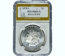 1879-S REV 78 Morgan Silver Dollar PGA MS65 PL