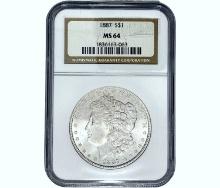 1887 Morgan Silver Dollar NGC MS64